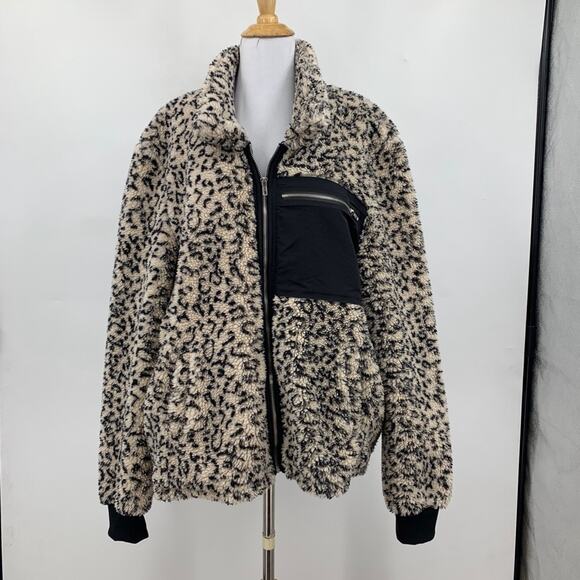 KanCan Jacket Womens L Large Multi Sherpa Fleece Animal Print Pockets Full Zip - Picture 2 of 12